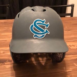 Gray columbus sharks baseball helmet